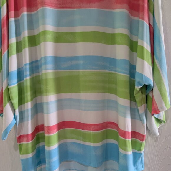 Ruby Rd. Women's Colorful Striped Kimono Sleeve Blouse, Size Large - Picture 4 of 16